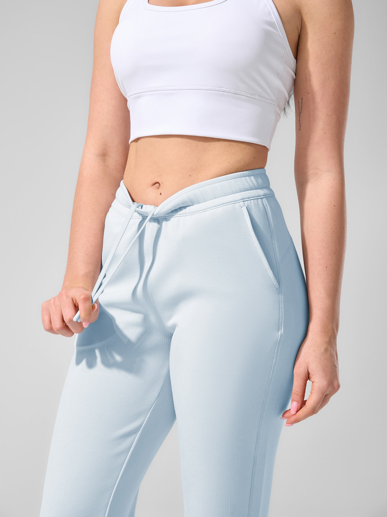 Women Modal Blend Collared Zip Tee And Drawstring Flare Pants Set