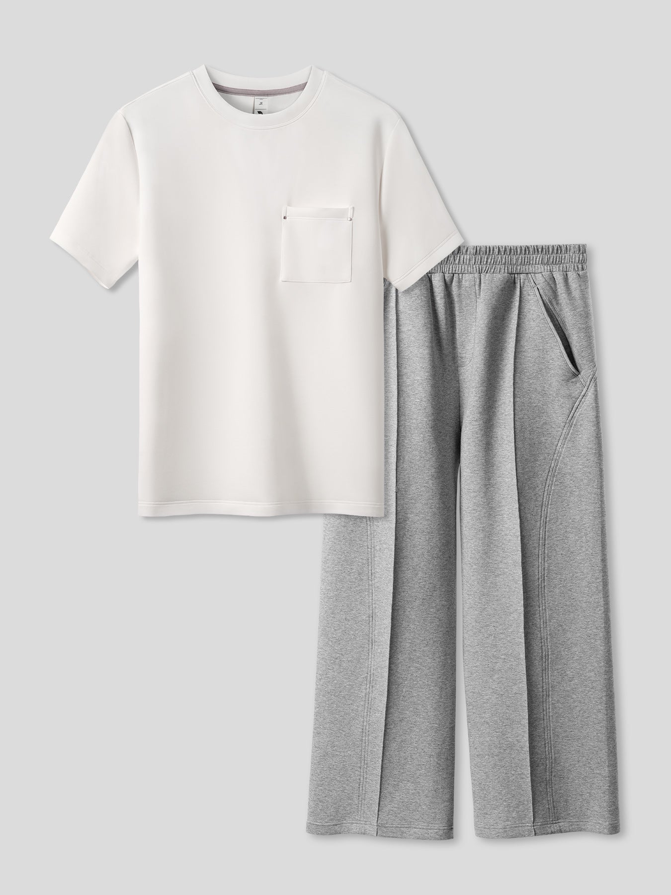 Modal Blend Pocket Tee And Cozyapscer Straight Leg Pant Set