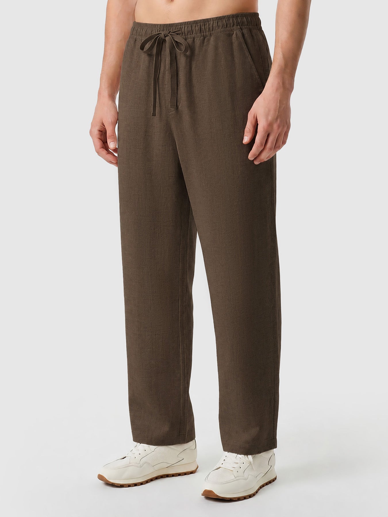 Natural Linen Straight Leg Trousers 32"