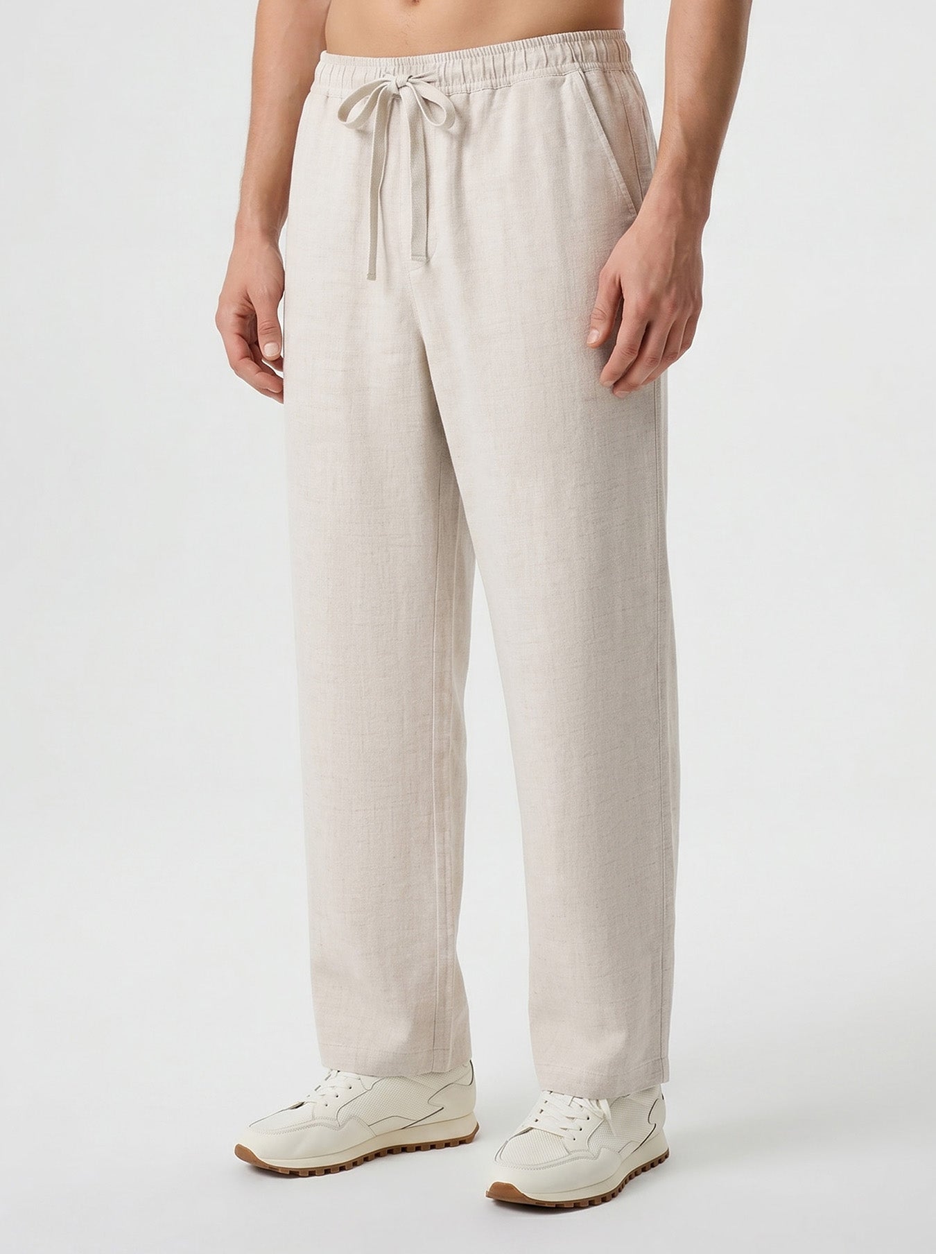 Natural Linen Straight Leg Trousers 32"