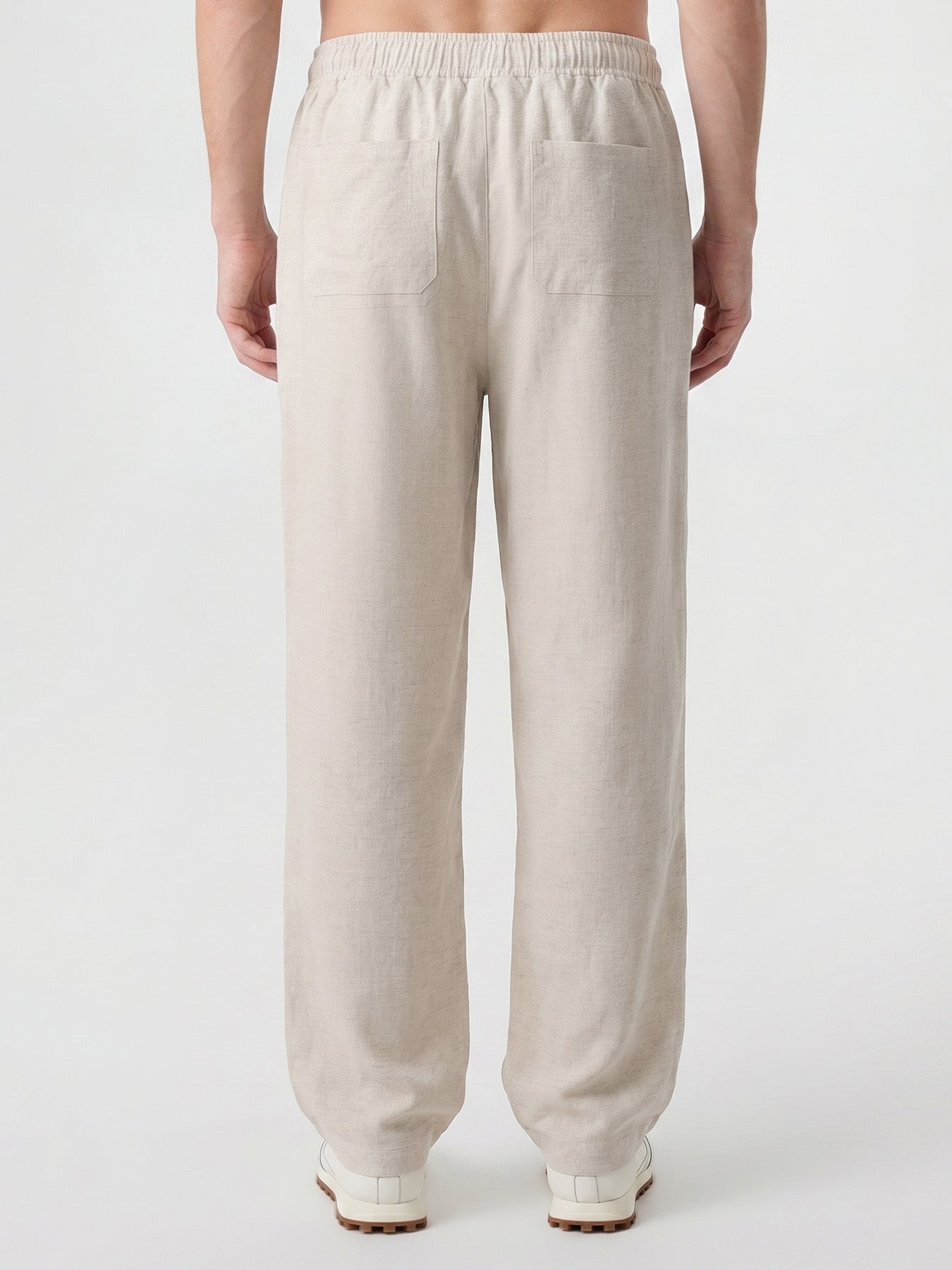 Natural Linen Straight Leg Trousers 32"